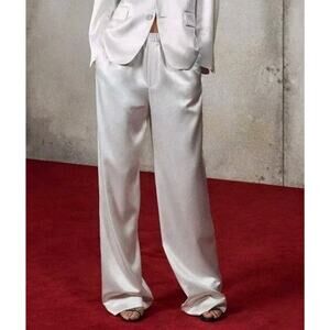 LUDOVIC DE SAINT SERNIN x ZARA Relaxed Satin White Pants Size Large 32×30